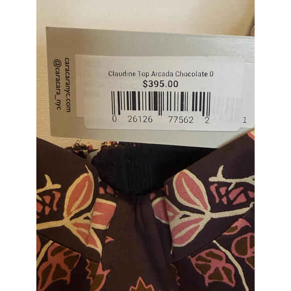 NWT Cara Cara Claudine Top Arcada Chocolate Brown Floral Bustier Cotton Size 0 - Picture 7 of 7